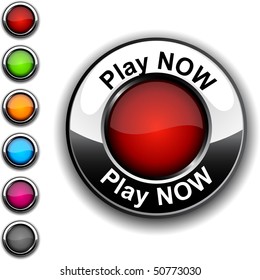 Play now realistic button. Vector.