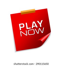 Play Now Red Sticky Notes Vector Icon Design
