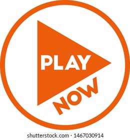 Play now sign on white background