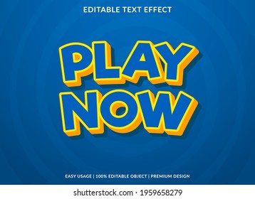play now text effect template design with cartoon style use for business brand and logo