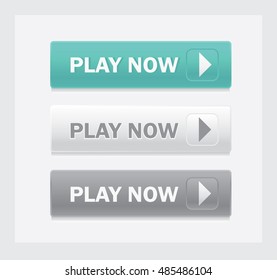 Play now. Vector web interface buttons set. 