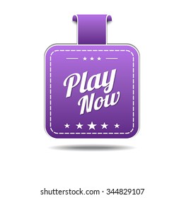 Play Now Violet Vector Icon Design