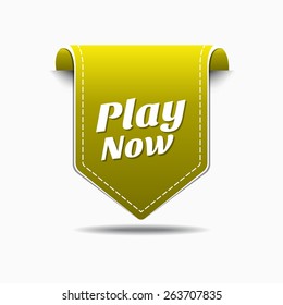 Play Now Yellow Vector Icon Design