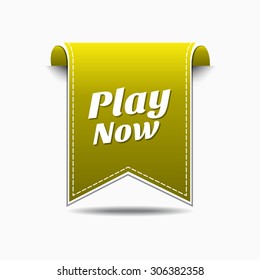 Play Now Yellow Vector Icon Design