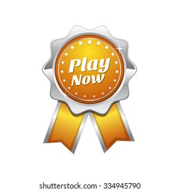 Play Now Yellow Vector Icon Design