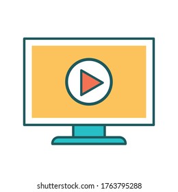 Spielen Sie auf dem Computer und füllen Sie Stil-Icon-Design, Musik-Kino Video-Film und Medien-Thema Vektorgrafik