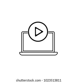play on the laptop icon. Element of video player for mobile concept and web apps. Thin line icon for website design and development, app development. Premium icon on white background