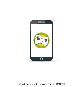 play on a touch phone, a powerful smartphone, fun time. Icon shop online game