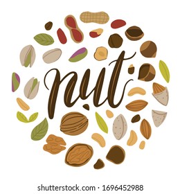 play on words illustration with cute lettering. NUTS Cute vector hand drawn cartoon art for greeting card, poster, banner, invitation, designs