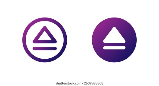 Play Open Icon Set. A purple gradient icon of a right-facing triangle, symbolizing play or open functions in digital interfaces.