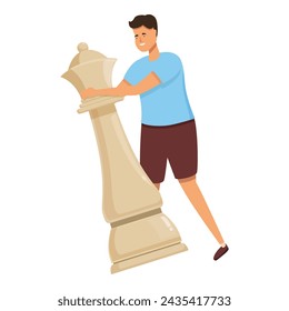 Play outdoor chess board icon cartoon vector. Character education. Student winner strategy