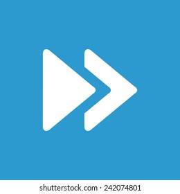play outline icon, isolated, white on the blue background. Exclusive Symbols 