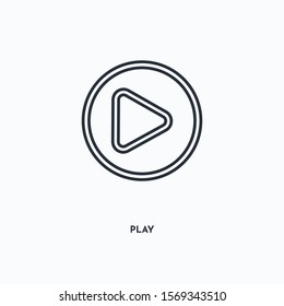 Play outline icon. Simple linear element illustration. Isolated line Play icon on white background. Thin stroke sign can be used for web, mobile and UI.