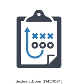 Play outlined on a clipboard icon