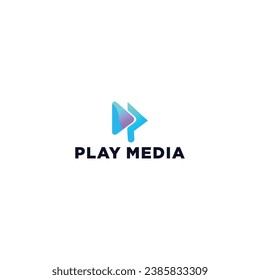 Reproducir el diseño del logotipo de medios p con el logotipo de la aplicación Tipo de logotipo Icono de reproductor multimedia elemento de diseño para música