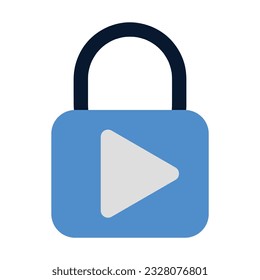 Play Padlock Icon. Flat Color icon Design. 