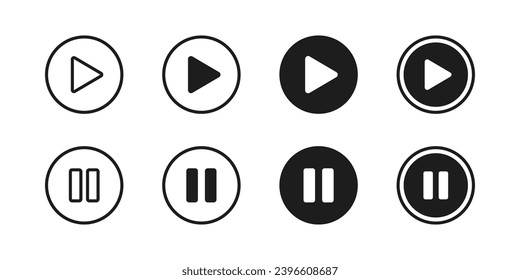 Play and Paus icons set. Vector illustration.