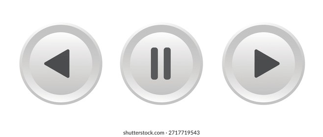 Reproduzir e pausar ícones 3D definidos isolados em fundo branco.
