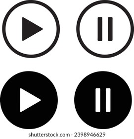 Play and pause black buttons vectors and symbols design 