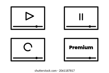 play, pause and buffering icon. EPS 10.