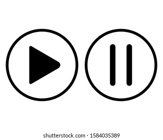 Play Pause Button Icon Design. Play And Pause Icon In Trendy Flat Style Design. Vector Illustration.