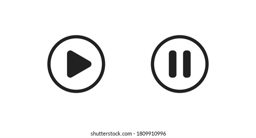 Play and pause button icon design. Video player symbol for app and web design