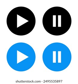 Play and pause button icon in flat style