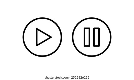 Ícone do botão Reproduzir e Pausar. Ícone de controle do Media Player.