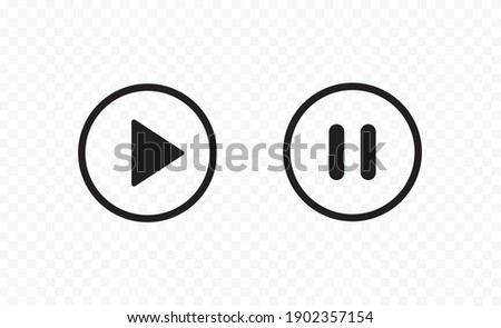 Play and Pause button icon. Media player control icon isolated on transparent background. Vector illustration.