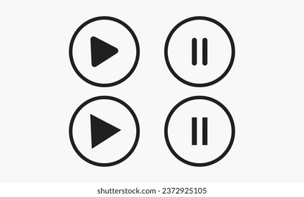 play and pause button icon set. Vector illustration graphic. 