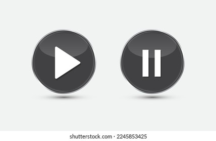 Play and Pause button. Media player control icon isolated on white background. Vector illustration.
