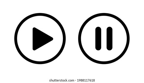 Play and pause button. Melden Sie sich an. Icon Play oder Pause Video. Symbolklick. Schwarzer Knopf einzeln auf weißem Hintergrund. Circle start oder stop Medien, Musik, Audio, Multimedia. Grafisches rundes Symbol. Vektorgrafik