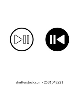 Botão Reproduzir e pausar Ícone de vetor definir cor editável