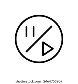 Play and pause button, vector outline icon illustration. Video Audio Player. Simple vector button icon isolated on white background.
