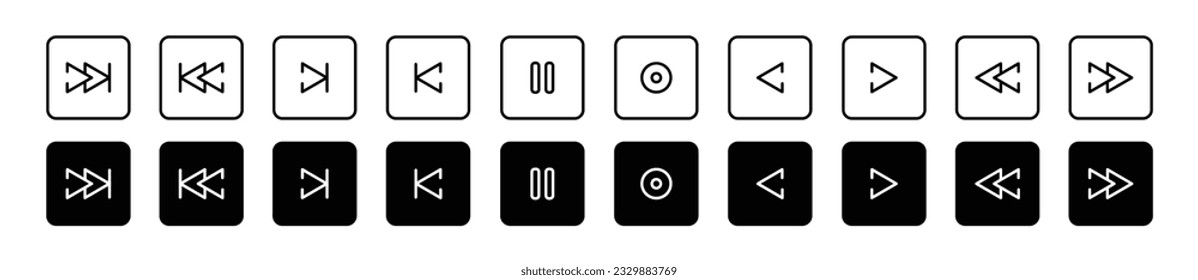  play and pause buttons sign, video audio player button symbol, Vektor Media player buttons icon set vector illustration