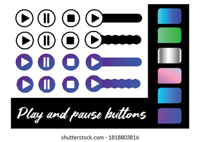 Botones Reproducir y Pausar - diseño de ilustración de iconos vectoriales.Video Audio Player. Símbolo de icono del juego del botón del jugador - vector. Reproducir y pausar iconos negros del botón del vector aislados en transparente