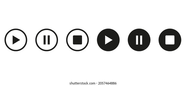 Play and pause buttons vector icons set. Video Audio Player