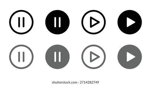 Conjunto de iconos vectoriales de Botones de reproducción y pausa