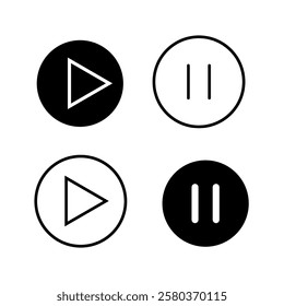 Play and pause buttons. Play or pause video icon. Click the symbol. isolated on white background.