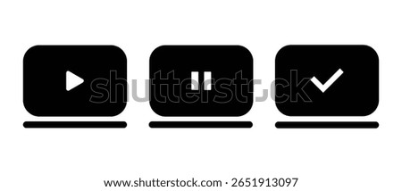 Play, Pause, Done Icon Set Media Buttons with Progress Bars