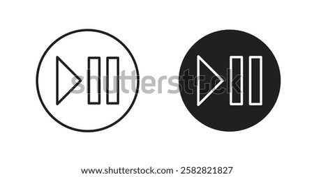 Play pause filled and outlined icons vectors on white background