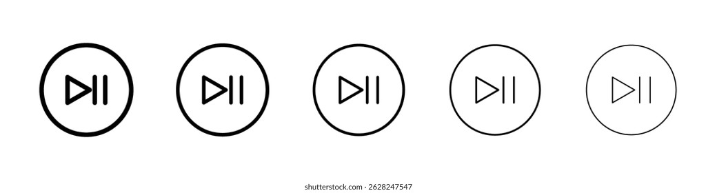 Play pause icon in black. Vector illustration for graphic design