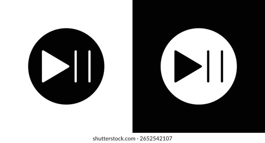 Play pause icon in flat version on black and white background