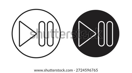 Play pause icon glyph and line set thin line symbol concept.