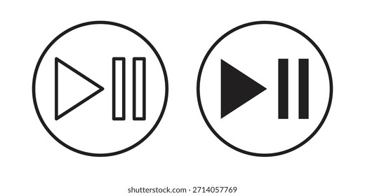 Reproduzir ícone de pausa gráfico rabiscar, esboço, desenho de contorno Ilustração vetorial