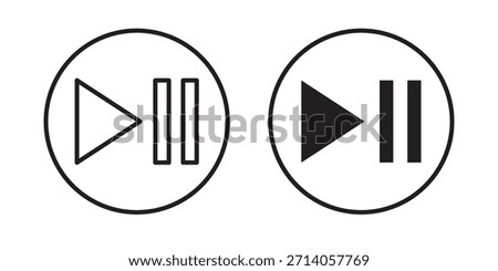 Play pause icon graphic doodle, sketch, outline drawing Vector illustration