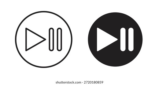 Reproducir icono de pausa en el diseño de línea. Sencillo Vector de iconos