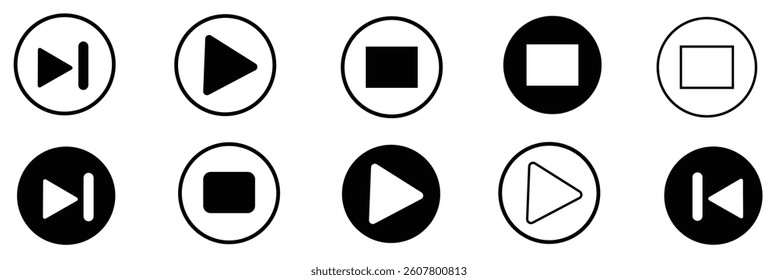 Play and pause icon on transparent background . Vector Illustration .EPS 10 . 