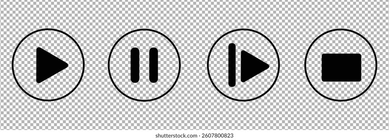 Play and pause icon on transparent background . Vector Illustration .EPS 10 . 