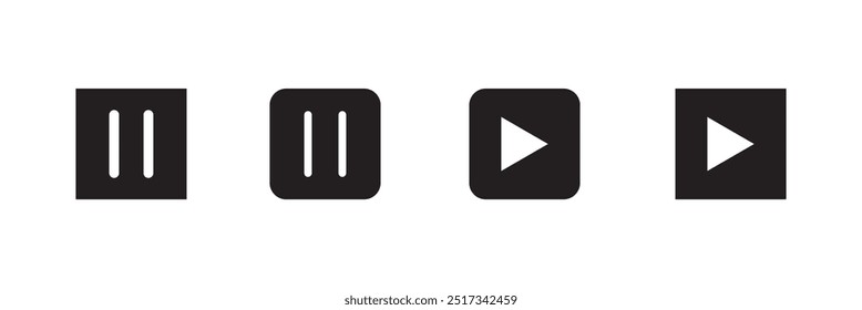 Conjunto de iconos de reproducción y pausa. Vector de símbolo de pausa, icono de pausa sobre fondo blanco . Conjunto de iconos de Botón de reproductor de medios.